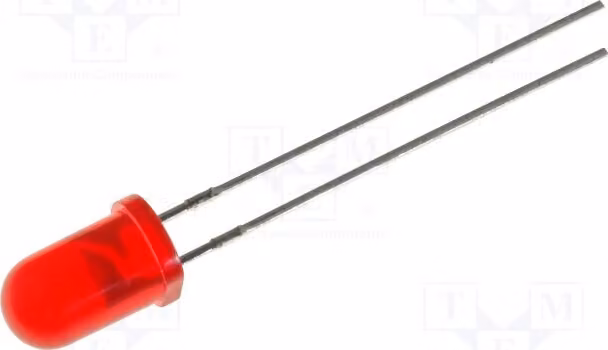 5 LED L-53ID, diodi LED a foro passante, 5mm, rosso, 12,5÷80 mcd, angolo di emissione 60°, 2÷2,5V, 5mm, 20mA