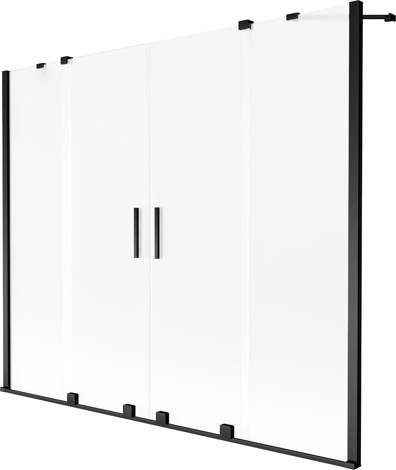 Mexen Velar Duo paratia vasca da bagno scorrevole a 2 ante 190 x 150 cm, sabbiato, nero - 896-190-000-32-70