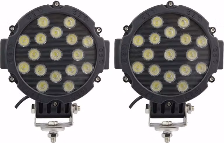 Luce da lavoro a LED, luminosità 51W, alloggiamento in alluminio resistente, punto nero