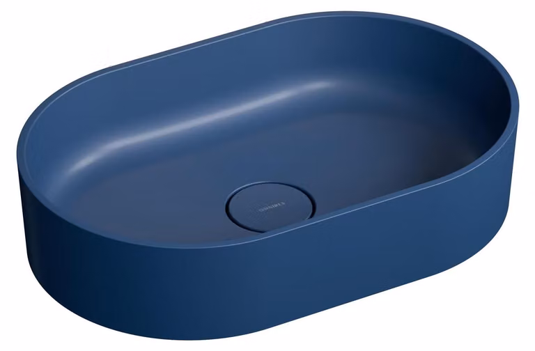 Lavabo OVO M+, blu notte, in Vetroceramica, 55x36x14,7 cm