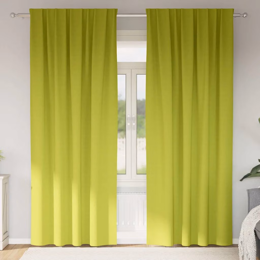 Set di 2 tende blackout vidaXL con anelli in poliestere, colore verde, H: 225 cm x L: 140 cm