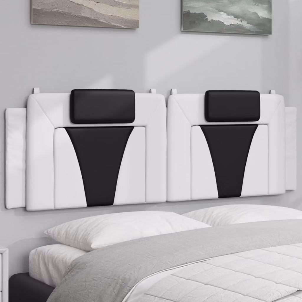 Cuscino Testiera Viana vidaXL in Similpelle Bianco e Nero, Larghezza: 160 cm