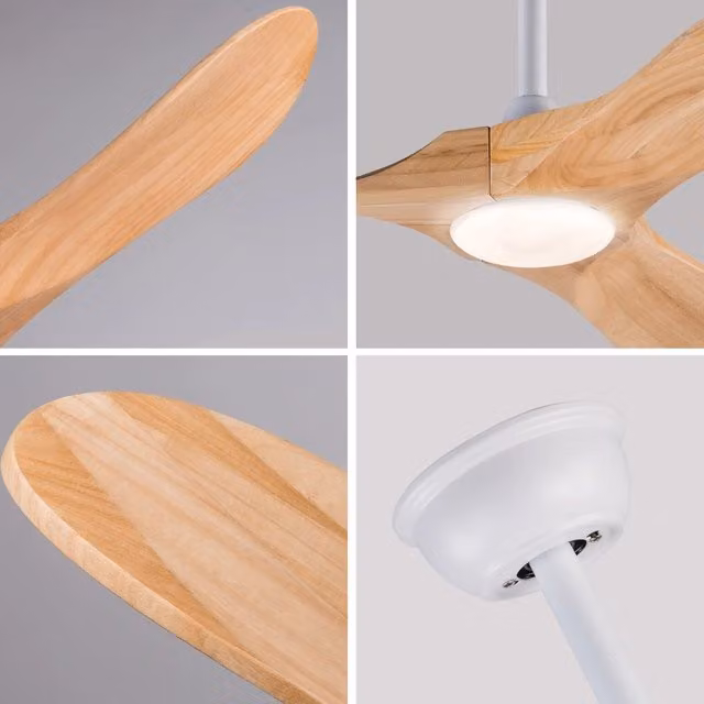 Ventilatore da soffitto Minimal con illuminazione dimmabile 3CCT, pale in legno massello naturale, colore bianco, telecomando, 6 velocità, reversibile e timer, 107 cm – 1