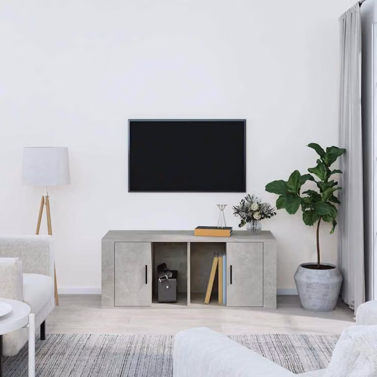 Mobile per TV vidaXL in legno multistrato, colore Grigio Cemento, L: 100 cm, P: 35 cm, H: 40 cm