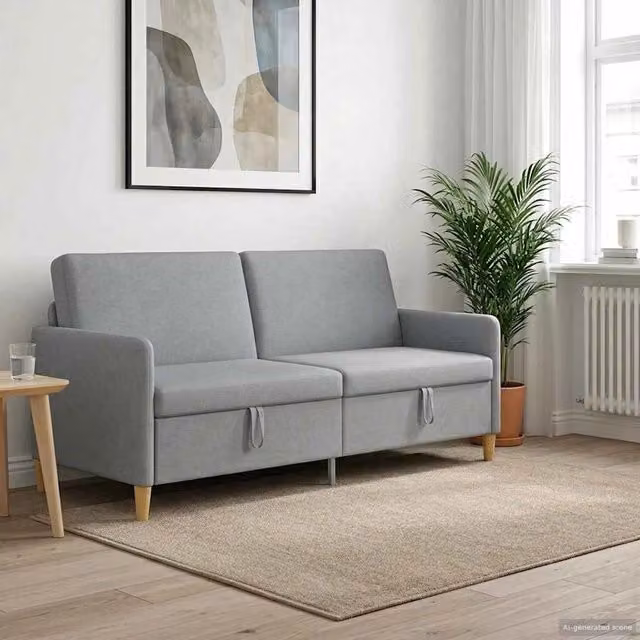 Divano con Storage Grigio Chiaro 192 x 78 x 87 cm Poliestere 42036975
