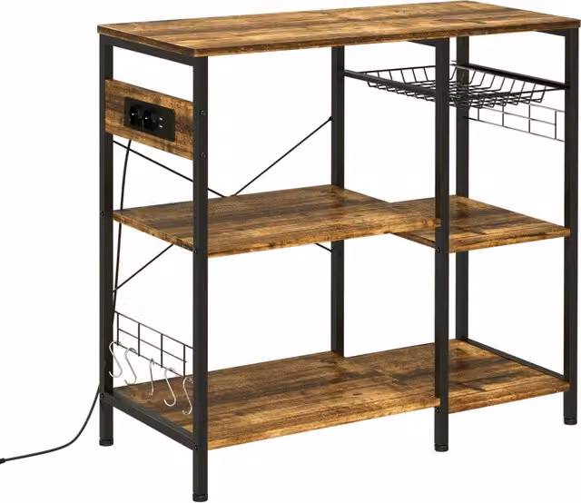 Libreria da Cucina con Presa Elettrica Marrone L 90 x P 40 x H 83 cm – 1