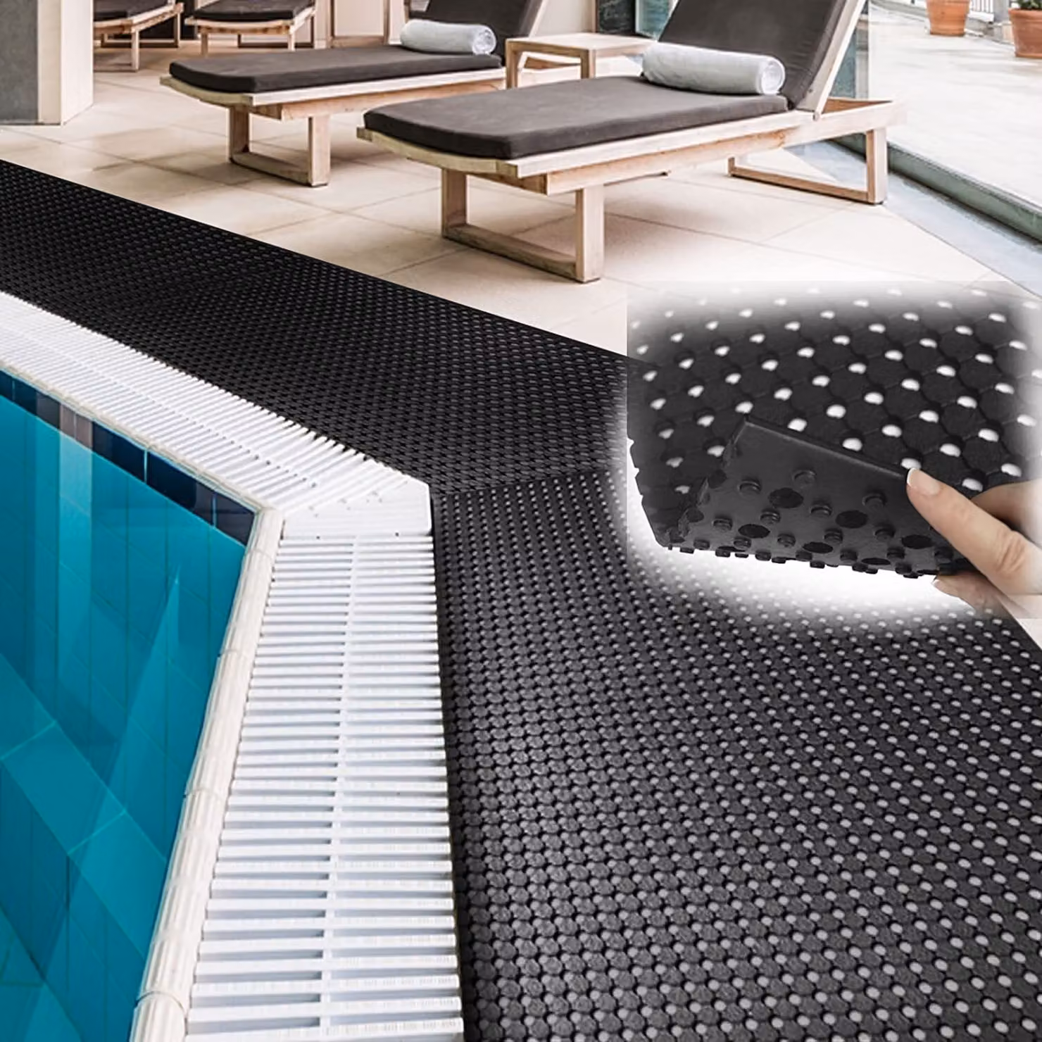 Guida in gomma antiscivolo per zone umide Piscina Cucina Industria Poolrunner 100x450 cm