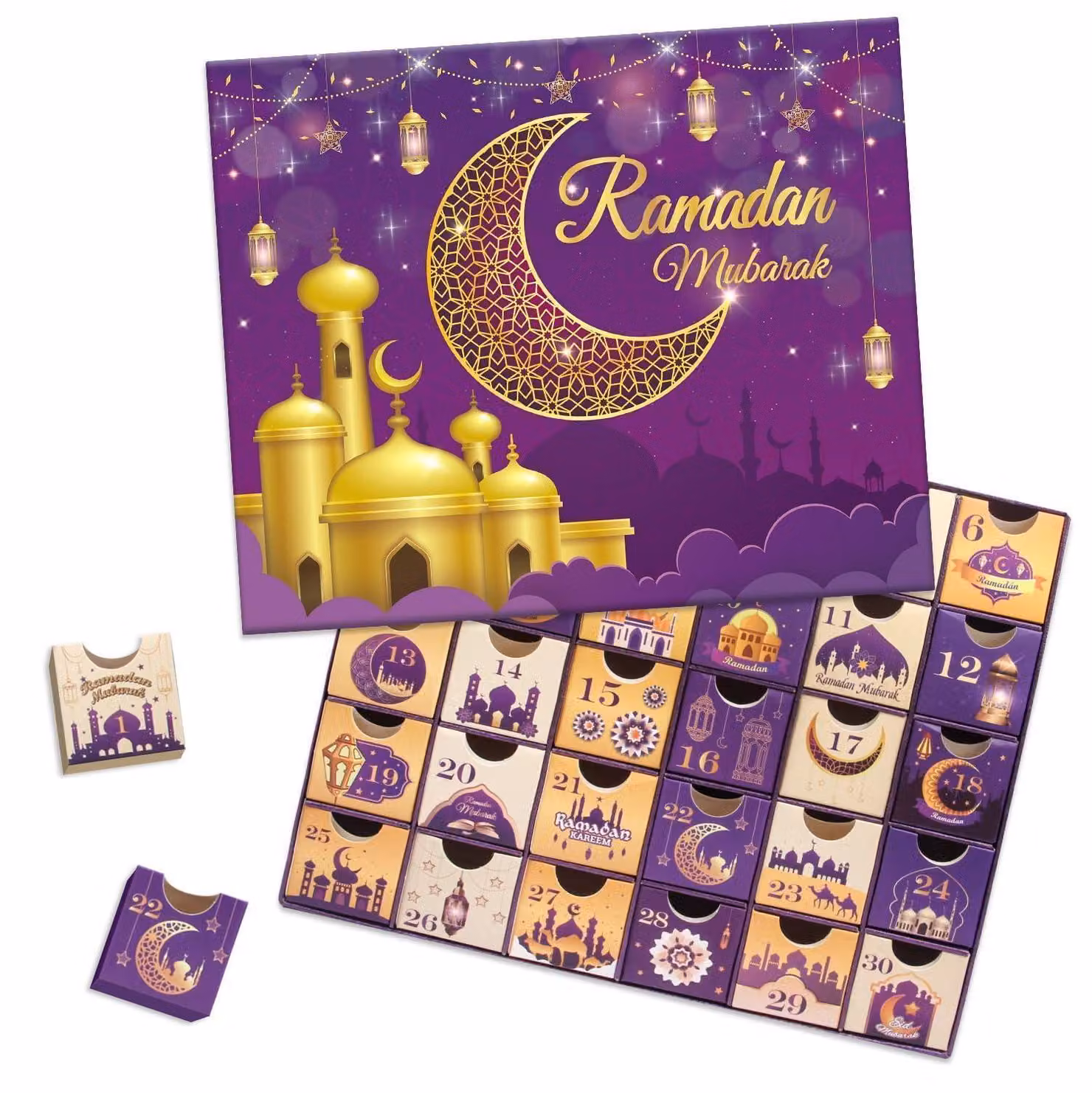 Calendario dell'Avvento per il Ramadan: 30 scatole vuote, calendario per contare i giorni fino all'Eid Mubarak, scatole regalo riutilizzabili, articoli per feste