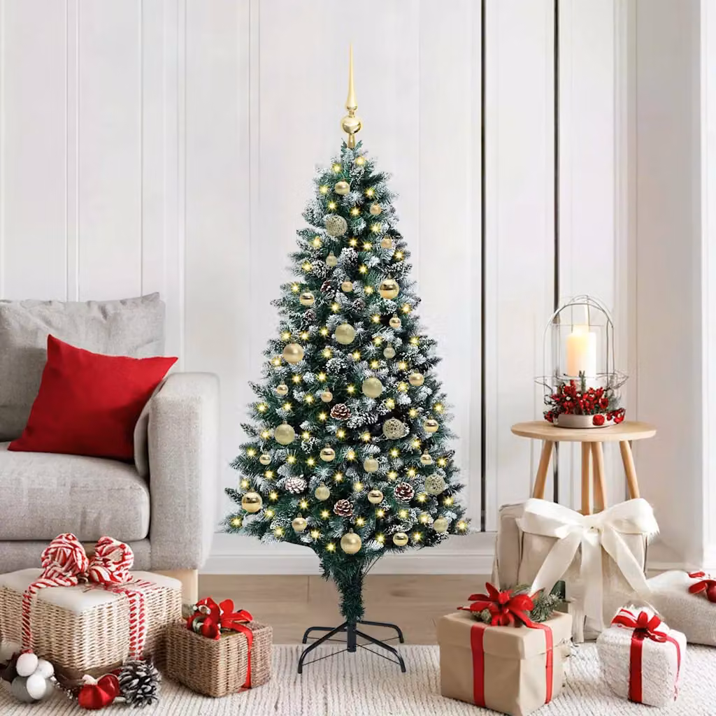 Albero di Natale artificiale vidaXL verde con 150 LED luce bianca calda, Altezza: 150 cm