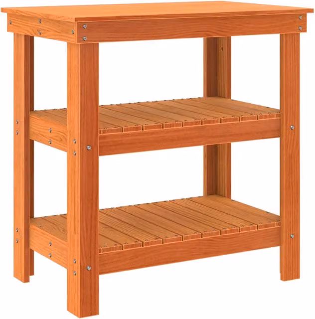 Banco da lavoro in pino massello marrone cerato DESIGN IN L: 78,5 cm, P: 50 cm, H: 80 cm CFW8294561 – 1