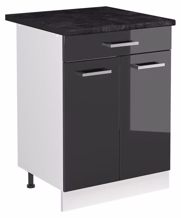 Mobile lavello cucina Vicco R-Line Antracite lucido/Bianco 60 cm piano di lavoro Antracite, Model 72984