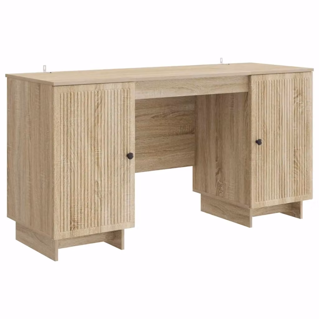 Scrivania moderna vidaXL in legno color rovere beige L: 142,5 cm, P: 50 cm, H: 75 cm – 2