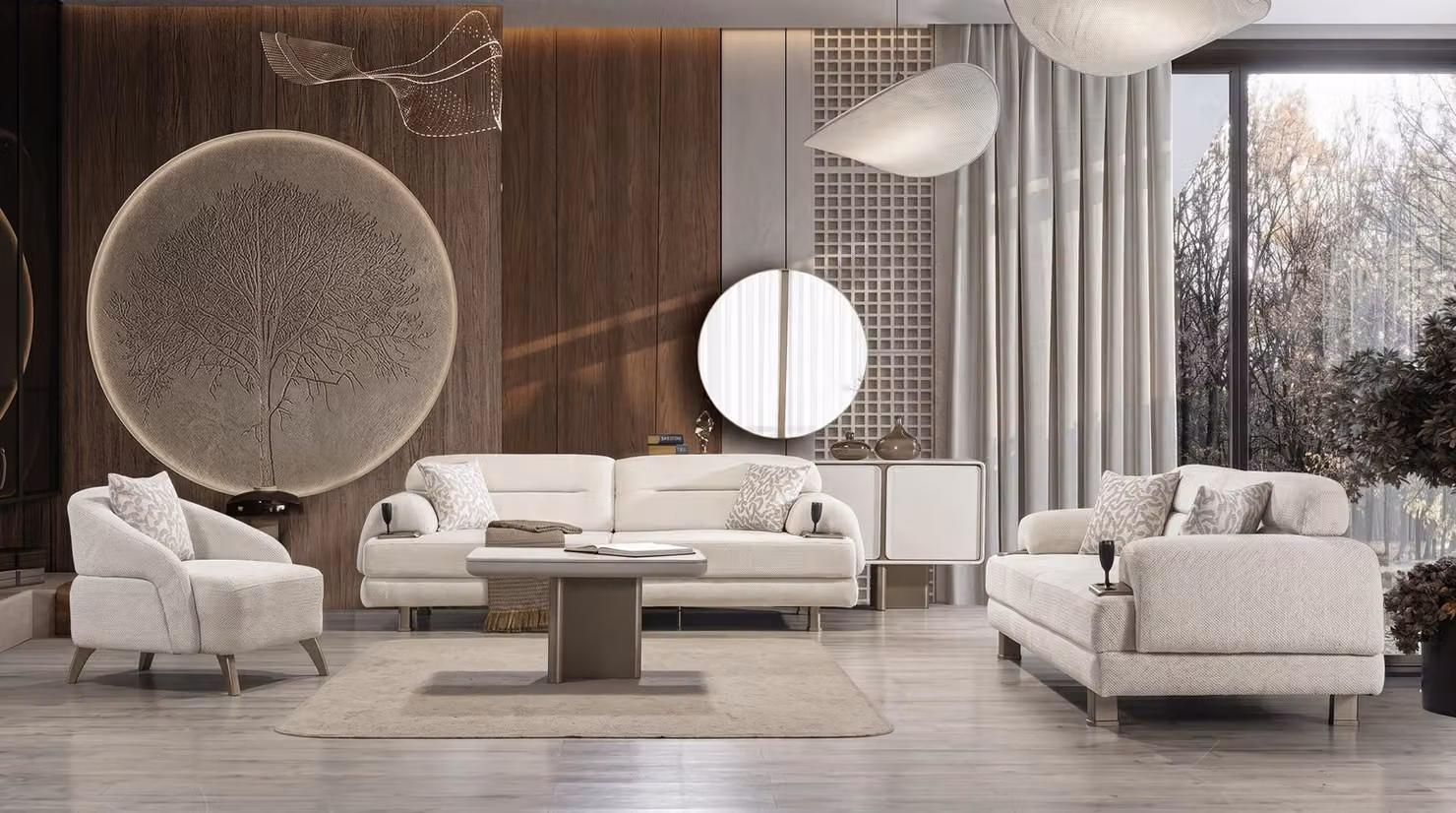 Couchgarnitur Moderner Stil Designermodell Beige Wohnzimmer