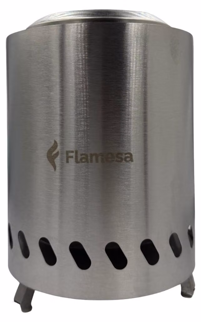 Flamesa® Vulcan: inserto a pellet da tavolo, finitura argento