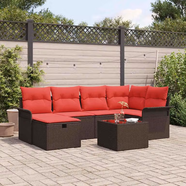 Maison Exclusive - Set da giardino composto da 7 pezzi, divano in rattan sintetico