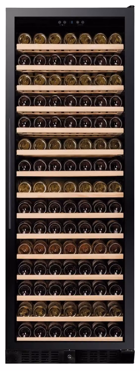 Cantina Linea Exclusive monotemperat. porta full glass nera - maniglia tasca, 194 bottiglie - DX-194.490BK