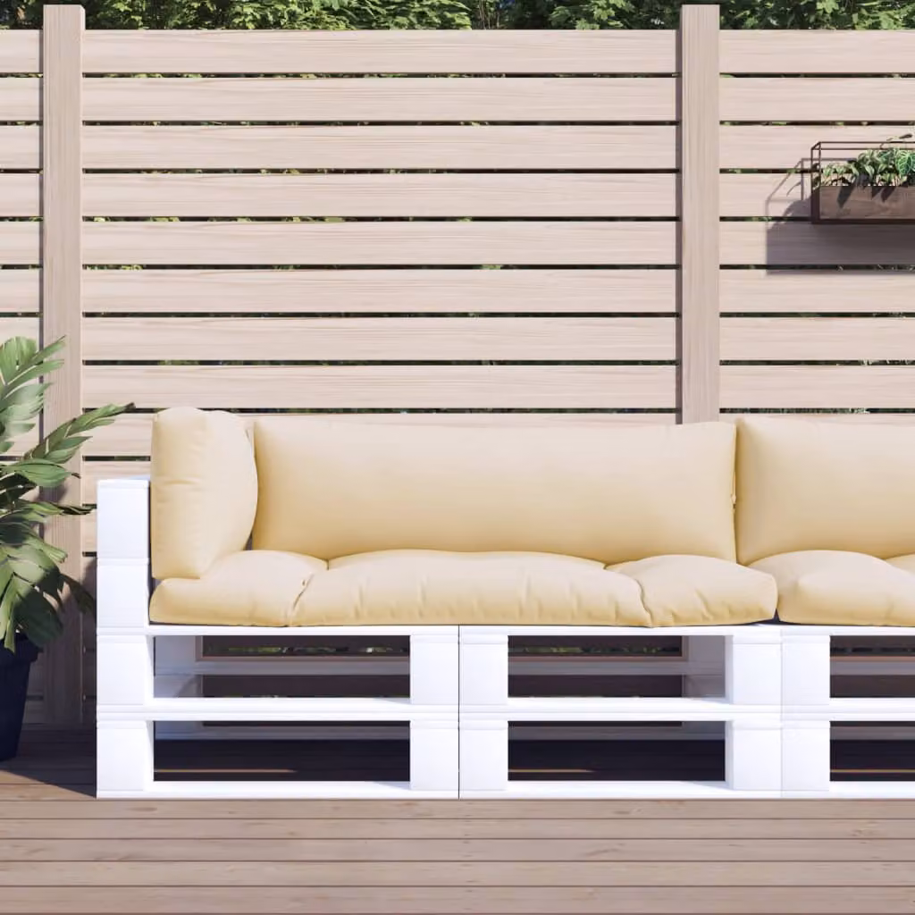 Set di 3 cuscini per pallet vidaXL in poliestere beige, impermeabili e resistenti ai raggi UV