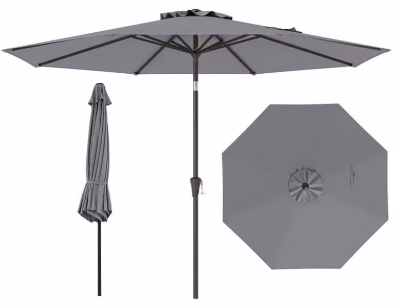 Ombrellone da giardino con manovella, modello NP12259HS, diametro 303 cm, colore grigio