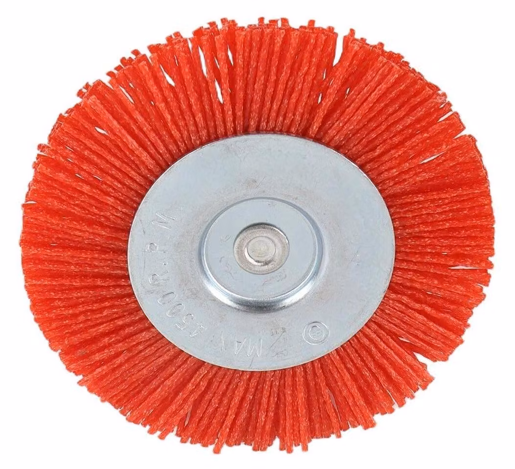 Spazzola abrasiva in nylon, diametro 100 mm, attacco 1/4", grana grossa, colore rosso