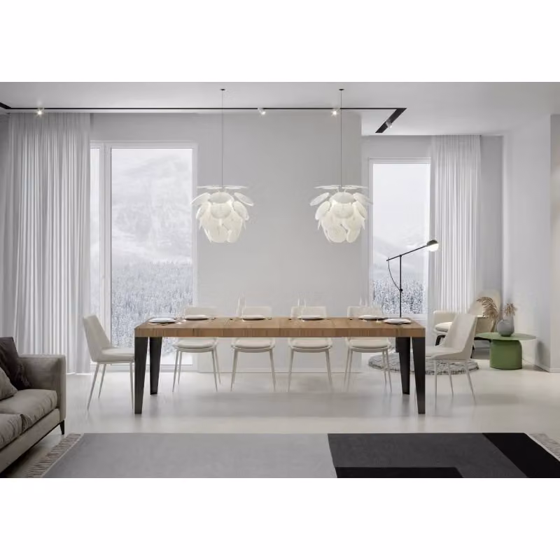 Tavolo allungabile Flame Premium ITAMOBY in legno Quercia Natura con telaio Antracite L: 160-420 cm, P: 90 cm – 2