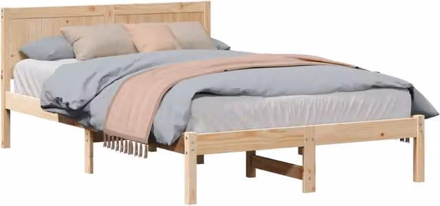 Letto matrimoniale | Letto per adulti | Struttura del letto Marrone 140 x 190 cm Legno massello di pino