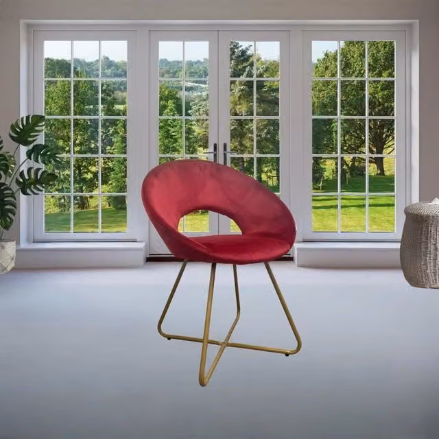Set di 2 poltroncine da salotto Etere Veriaffari in velluto rosso con gambe in metallo oro