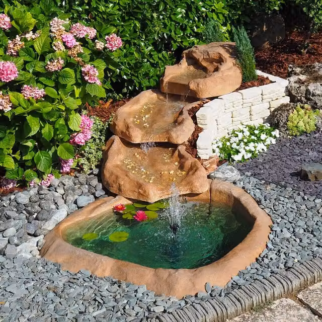 Cascata Artificiale da Giardino GIORDANOSHOP in Vetroresina Marrone con Pompa