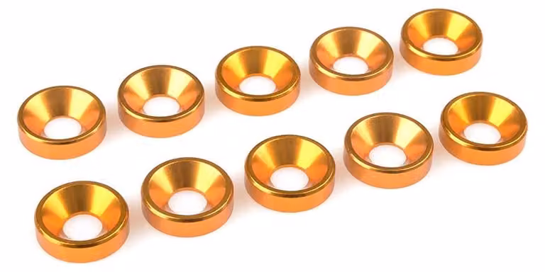 G-Force, rondella in alluminio per viti a testa bombata M5, diametro esterno (AD) 12 mm, colore oro, confezione da 10 pezzi / GF-0405-050