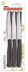 Set di 6 coltelli da bistecca Kaimano in acciaio inox con lama a denti fini, colore nero