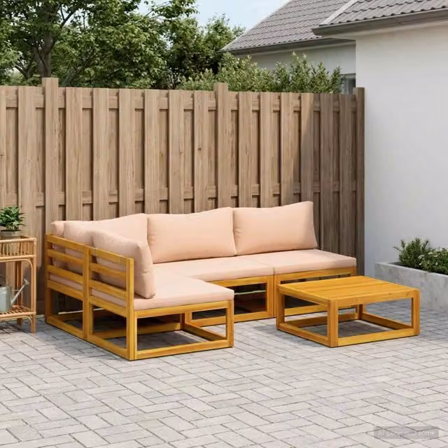 Set di divani 5 pz Naturale Legno di Acacia Massello 3417302