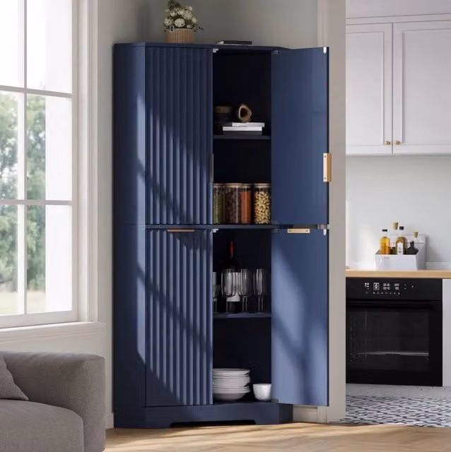 Mobile angolare contenitore con ripiani regolabili 60x60x172 cm MDF blu