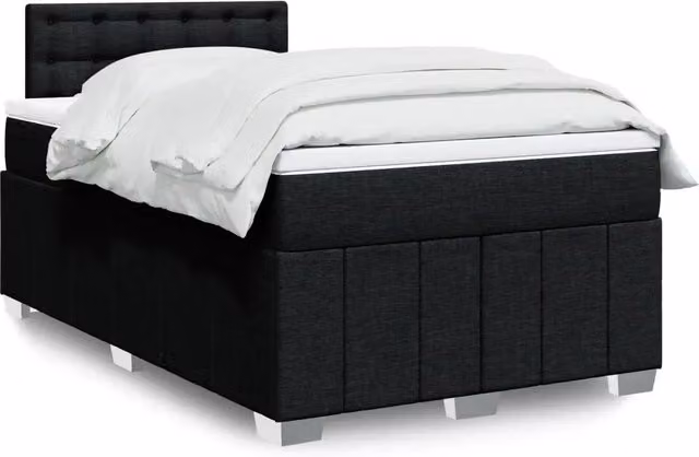 Letto con Giroletto a Molle e Materasso Ibrido vidaXL, Colore Nero e Bianco, L/P/H: 120 x 190 x 100,5 cm