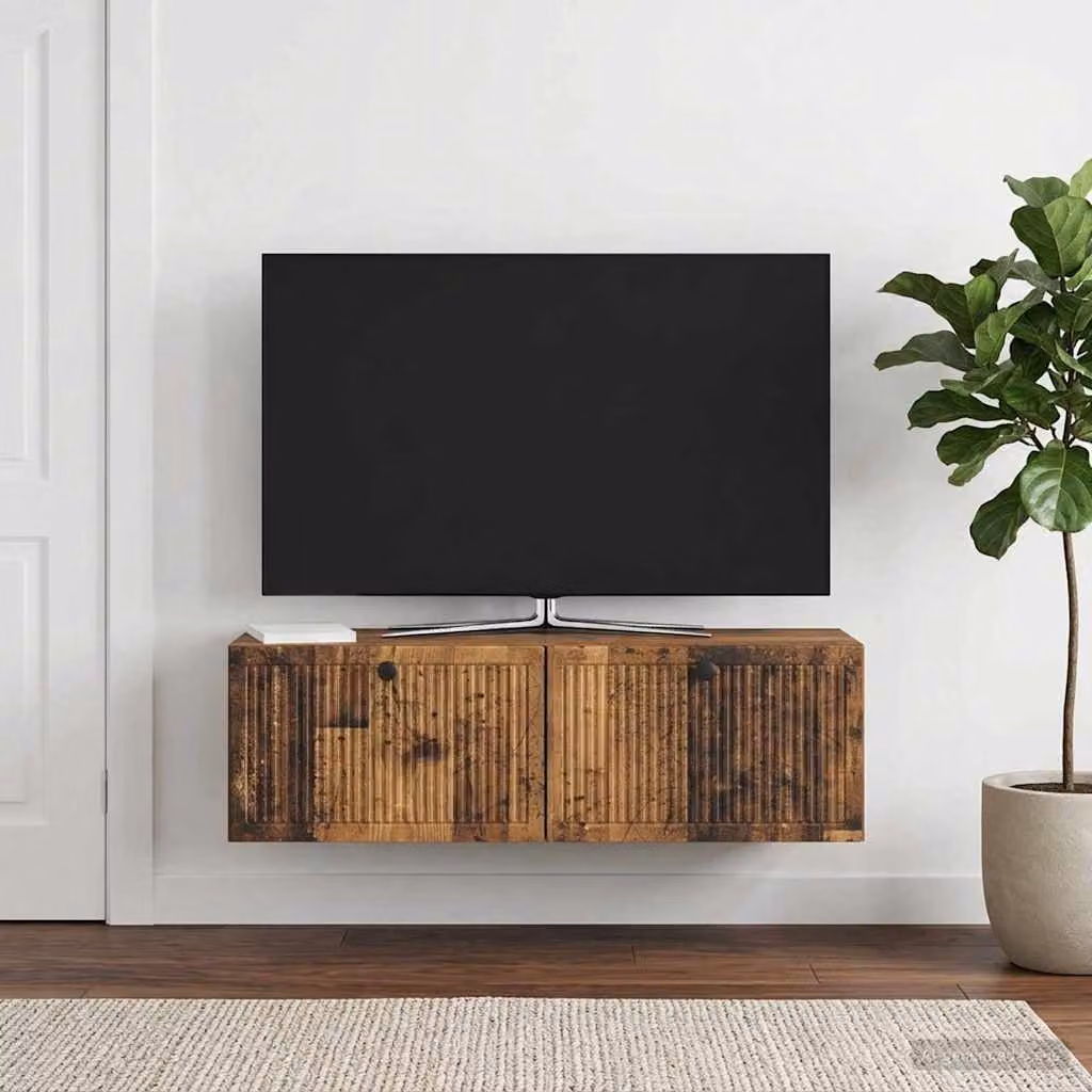 vidaXL Mobile Porta TV da Muro in Legno Marrone Antico, Design Moderno, L 98 x P 31 x H 30 cm