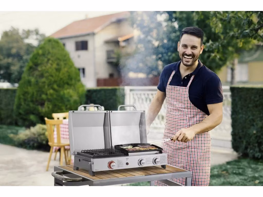 Barbecue a gas Habitat Et Jardin con griglia e piastra, Grigio e Argento – 2