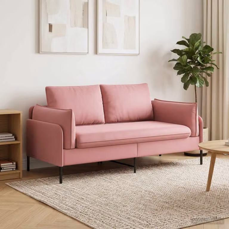 vidaXL Divano a 2 Posti 2 posto Rosa 188 x 81 x 89 cm Velluto