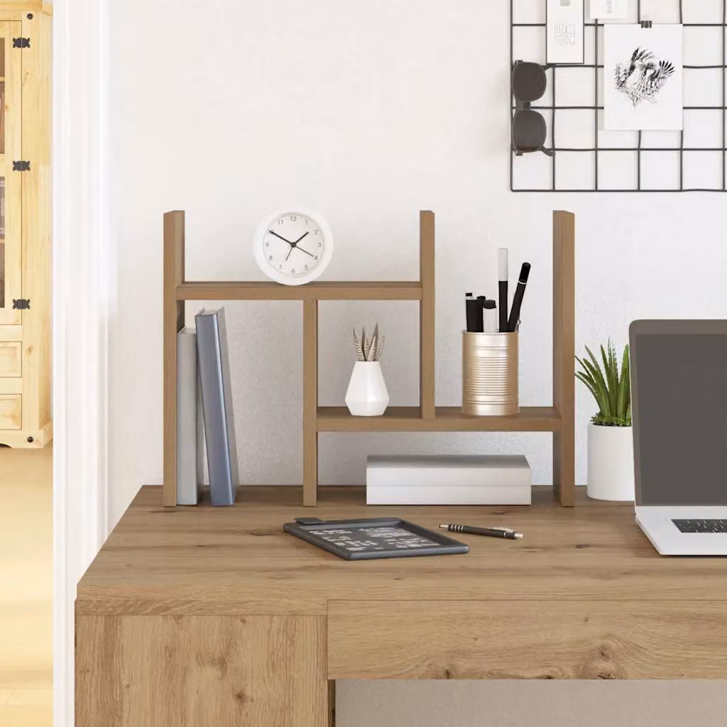 Organizzatore da scrivania multi-scompartimento vidaXL in legno marrone L: 35,5 cm, P: 35,5 cm, H: 15,5 cm