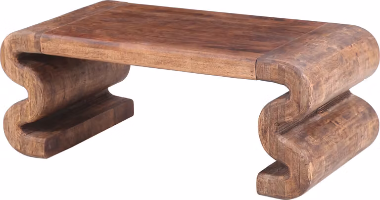 Tavolino Adelfia 120x58 cm in legno massiccio di mango dal design retrò