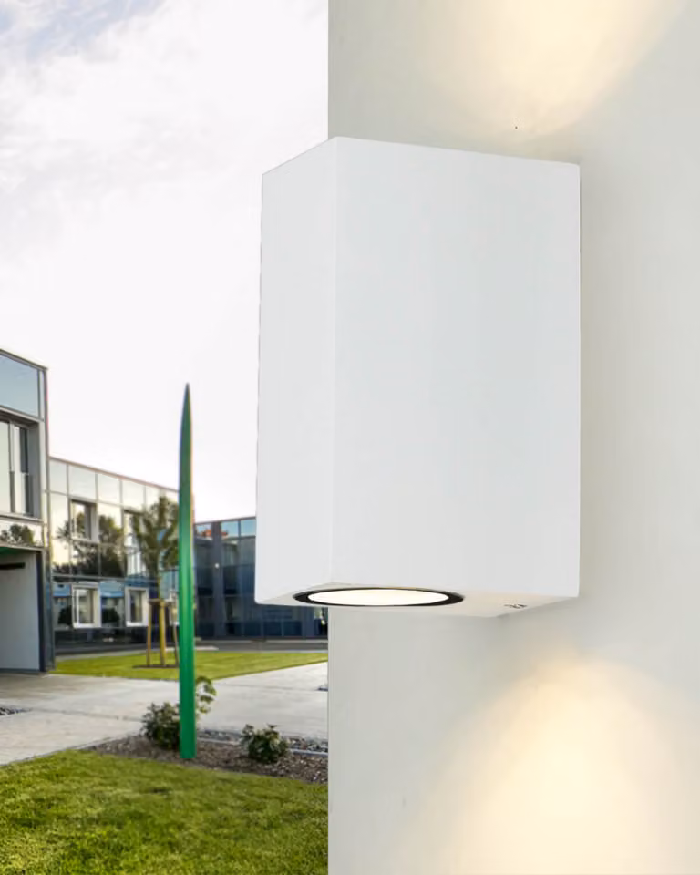 AALBORG Moderna luce esterna a parete up down metallo vetro GU10 IP44 faretto da parete casa esterna giardino terrazza