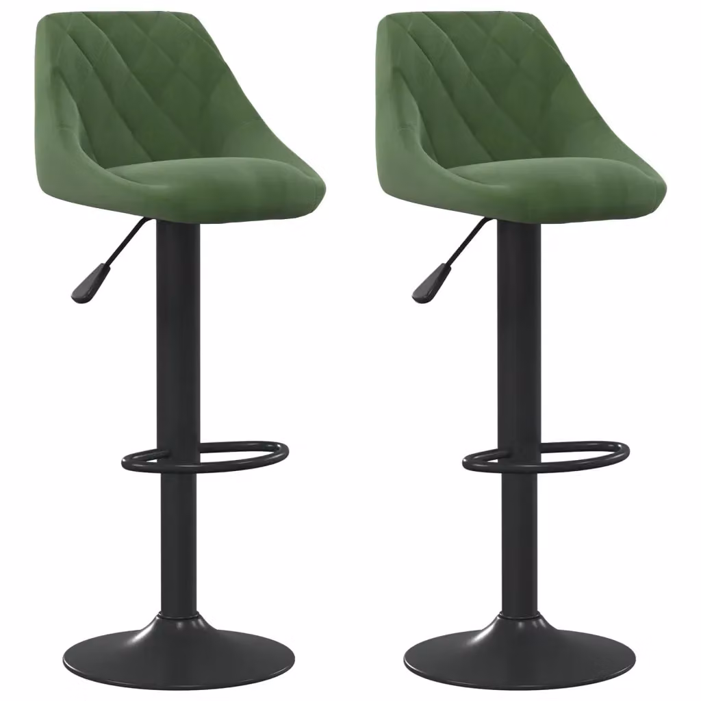 Set di 2 sgabelli da bar vidaXL in velluto verde con base girevole a 360 gradi – 2