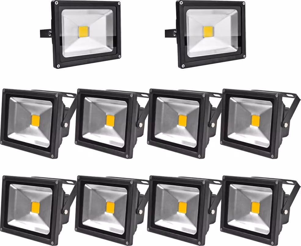 Greenmigo 10pcs 20W LED Outdoor Floodlight 3000K bianco caldo Floodlight IP65 impermeabile Floodlight Outdoor Spotlight per giardino garage campo sportivo