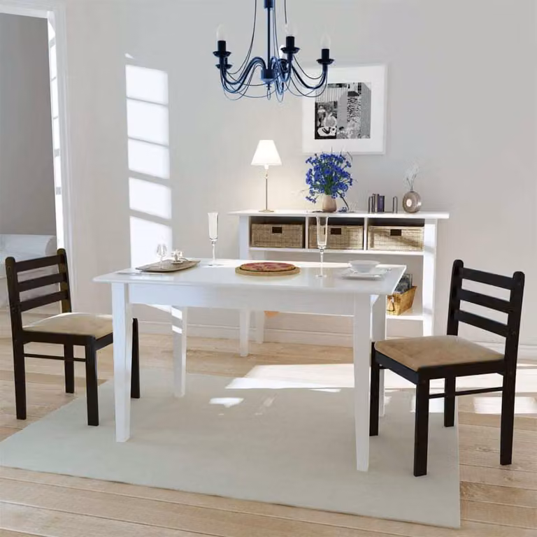 The Living Store Sedie da pranzo 2 pz. Legno massiccio di gomma e velluto marrone
