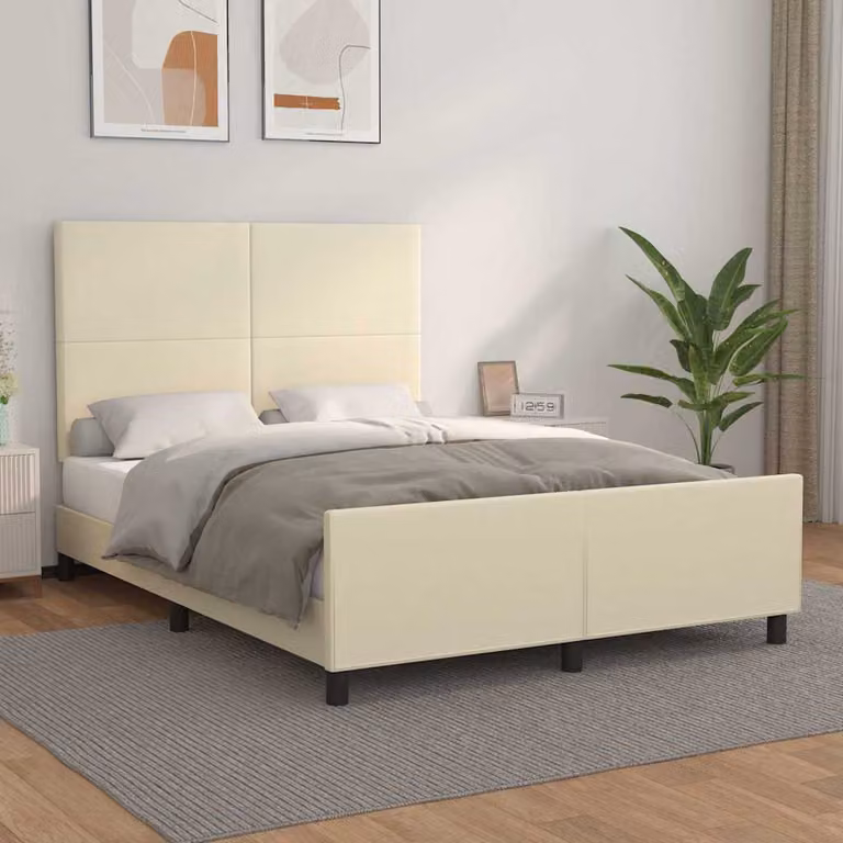 vidaXL Giroletto con Testiera in Similpelle Beige L/P/H: 140 x 190 cm
