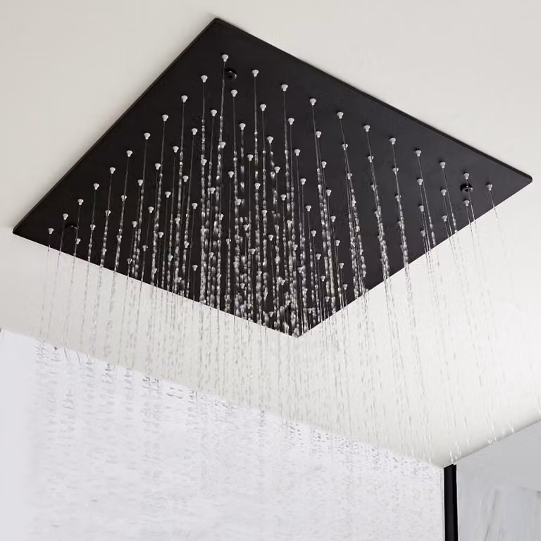 Soffione Doccia Quadrato Incasso Nero 400mm - Getto effetto pioggia - Design Moderno - Nox