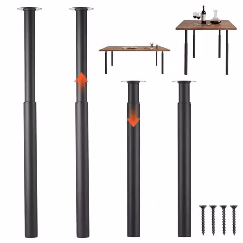 VEVOR Ganmbe per Tavolo Regolabili in Altezza 71-110 cm, Gambe per Scrivania Smontabili in Acciaio, Carico Max. 544 kg, Installazione Rapida, per Scrivania da Ufficio e Tavolo da Bar, Set da 4, Nero