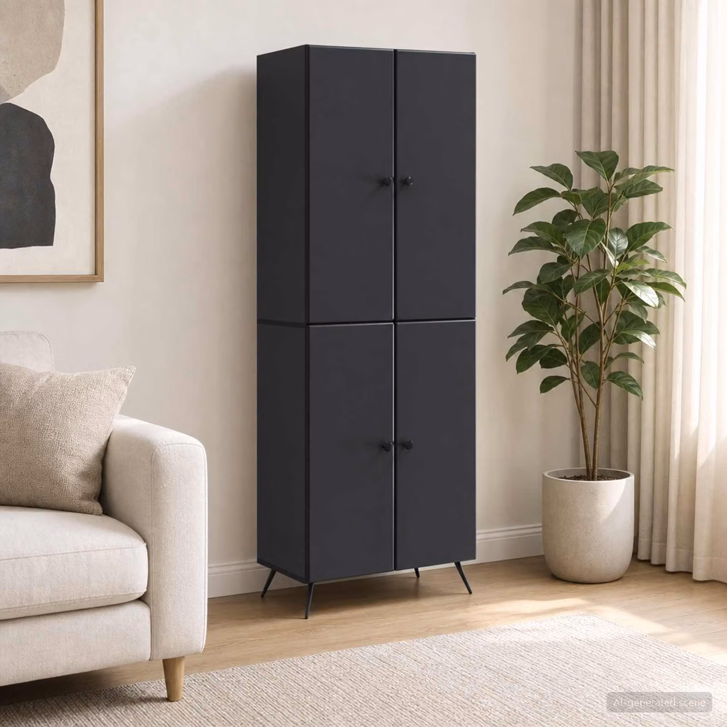 Set di 2 armadi vidaXL in legno MDF nero opaco con ante a battente e ripiani interni
