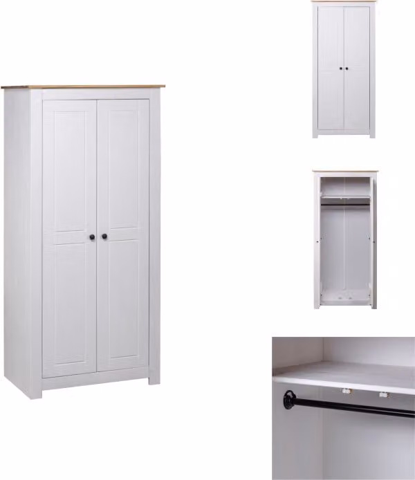 vidaXL Armadio bianco 80×50×171,5 cm in pino massiccio serie Panama - Armadi