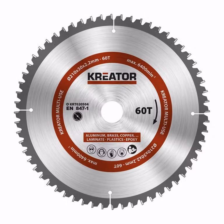 Lama circolare 210 x 30 x 2,2 mm per metallo legno PVC incl. anelli di riduzione