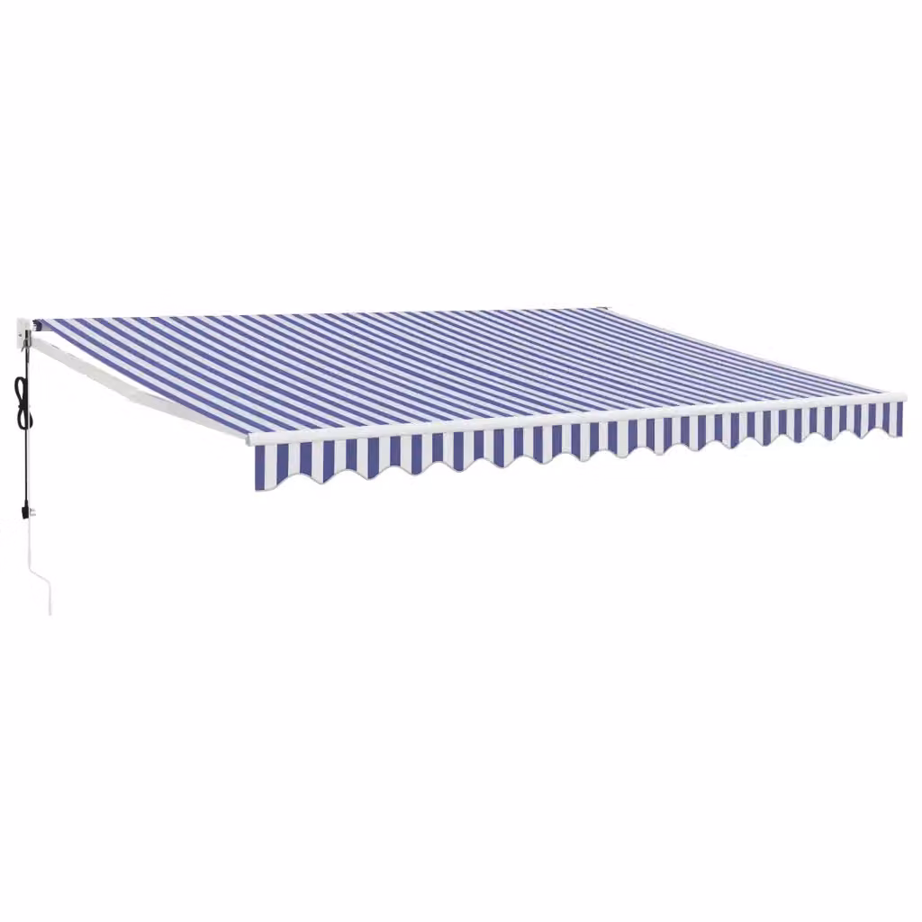 Tenda da sole automatica retrattile vidaXL in alluminio e poliestere, Blu e Bianca, L: 4 m x P: 3 m – 2