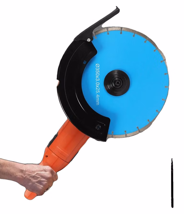 Troncatrice per calcestruzzo, motore ad alte prestazioni, versatilità di taglio, colore blu, spina europea da 220V-240V