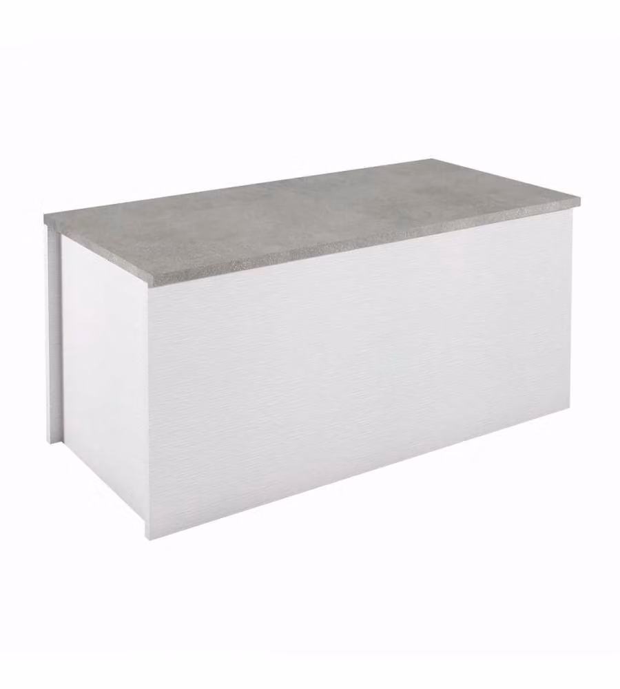 Baule contenitore Terraneo bianco con top effetto cemento e chiusura soft close L 90 cm x P 45 cm x H 45 cm – 1